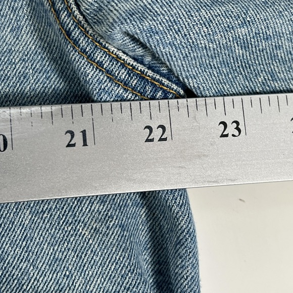 Vintage‎ Structure Distressed Jean Jacket Mens L Blue Denim Trucker Western 90s - Picture 10 of 14